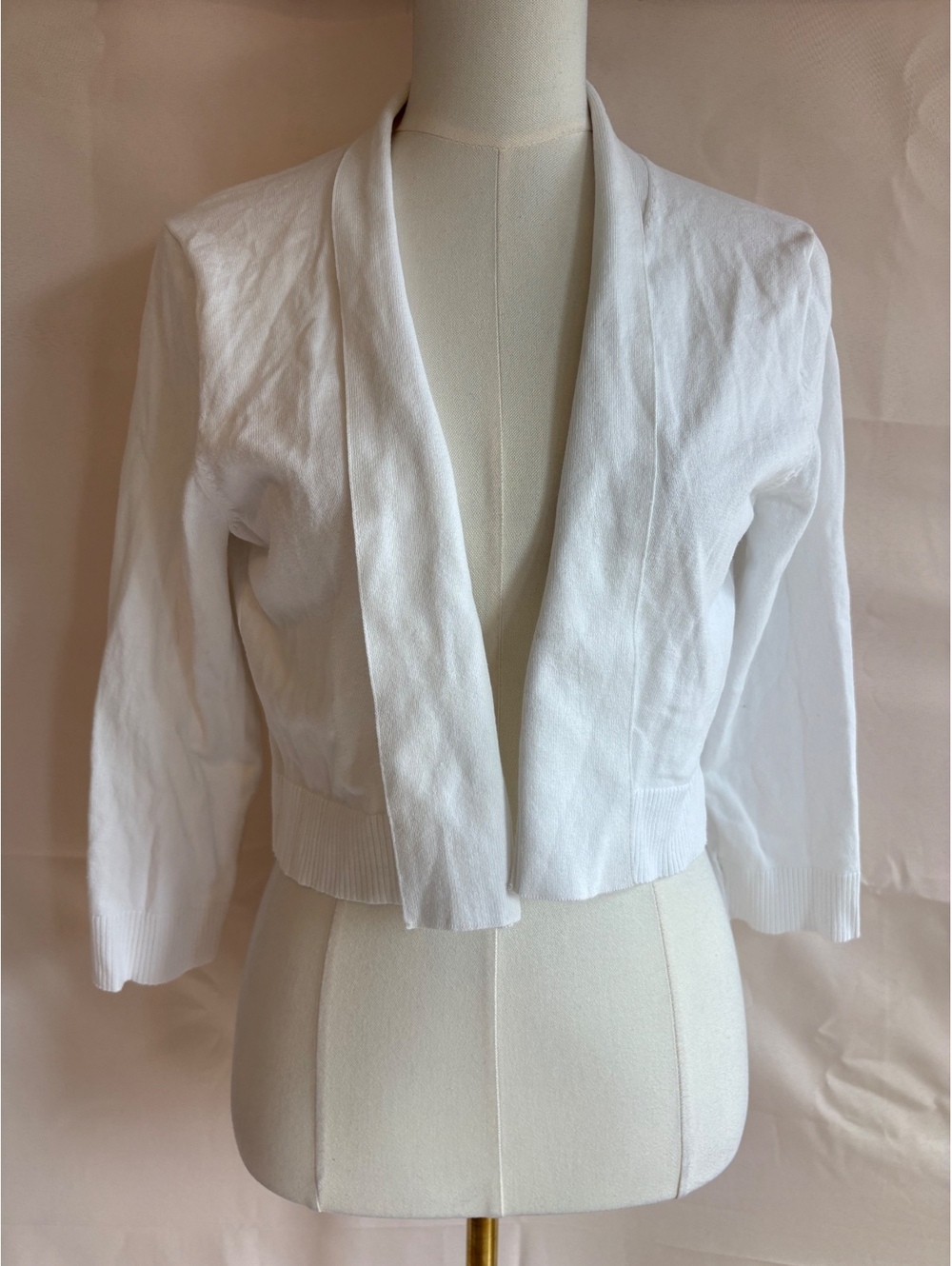 Calvin Klein Women's White Cropped Open Front Cardigan Sweater Size Large